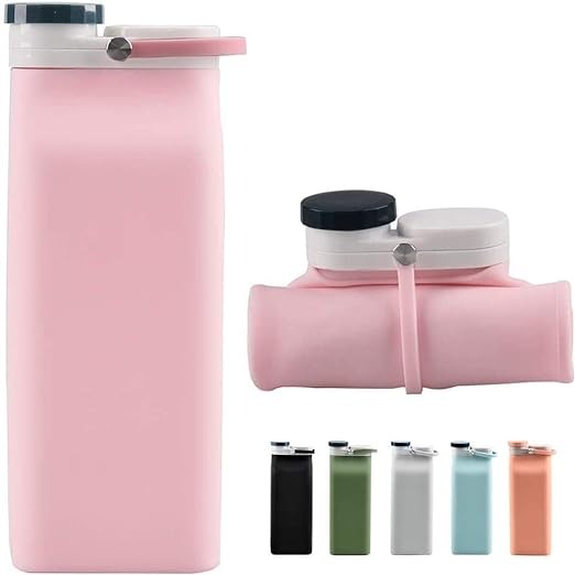 20 oz Foldable Water Bottle for Travel Sports Bottles