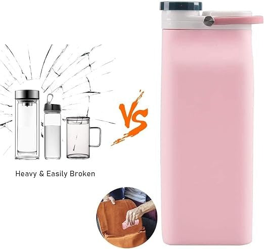 20 oz Foldable Water Bottle for Travel Sports Bottles