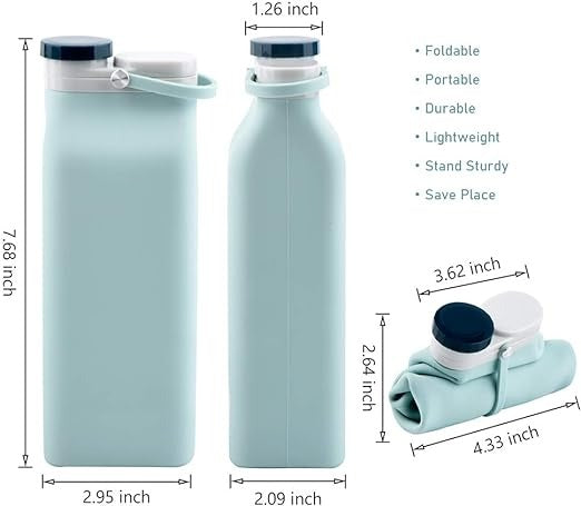 20 oz Foldable Water Bottle for Travel Sports Bottles