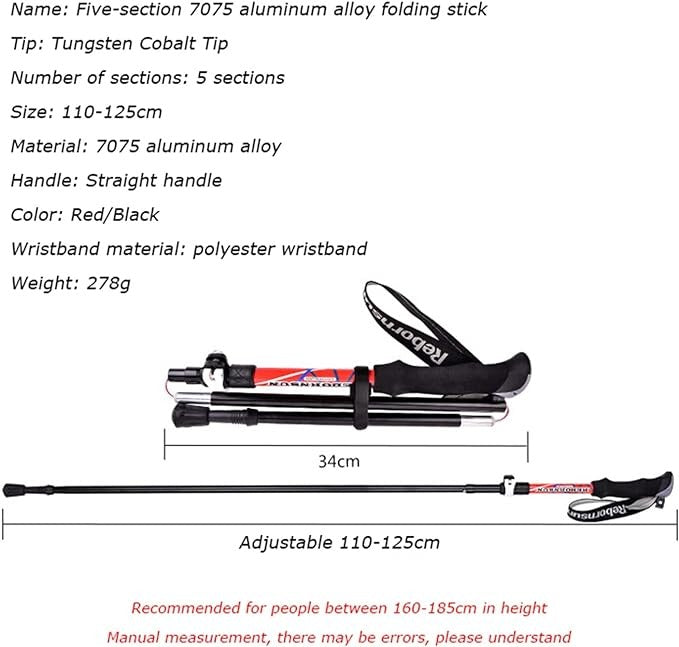 Collapsible Trekking Poles - Aluminum Ultra Lightweight Adjustable Hiking Poles