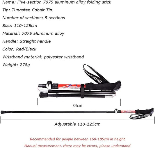 Collapsible Trekking Poles - Aluminum Ultra Lightweight Adjustable Hiking Poles