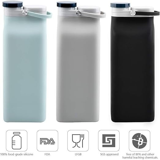 20 oz Foldable Water Bottle for Travel Sports Bottles