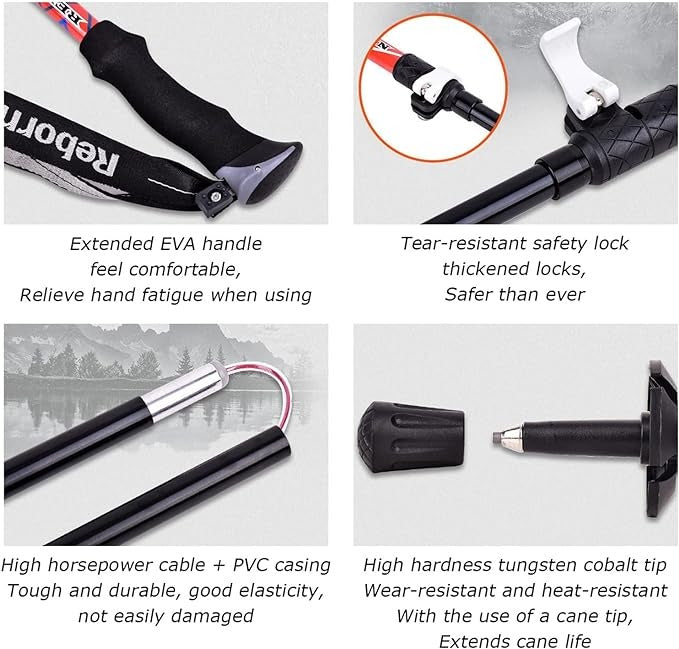 Collapsible Trekking Poles - Aluminum Ultra Lightweight Adjustable Hiking Poles