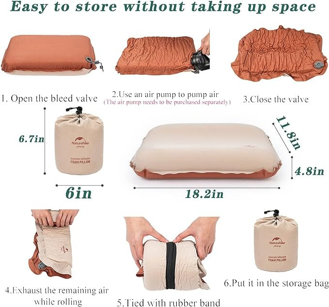 Inflatable and Foldable Camping 3D Foam Pillow