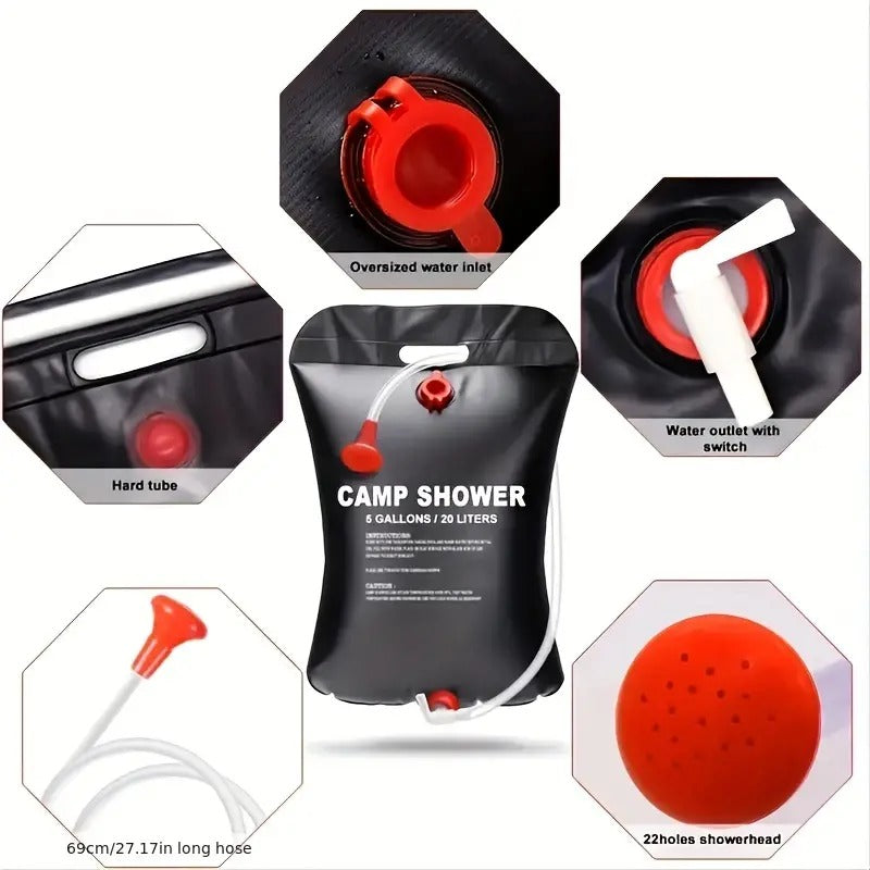 Portable Solar Shower Bag - 20L Capacity for Outdoor Travel