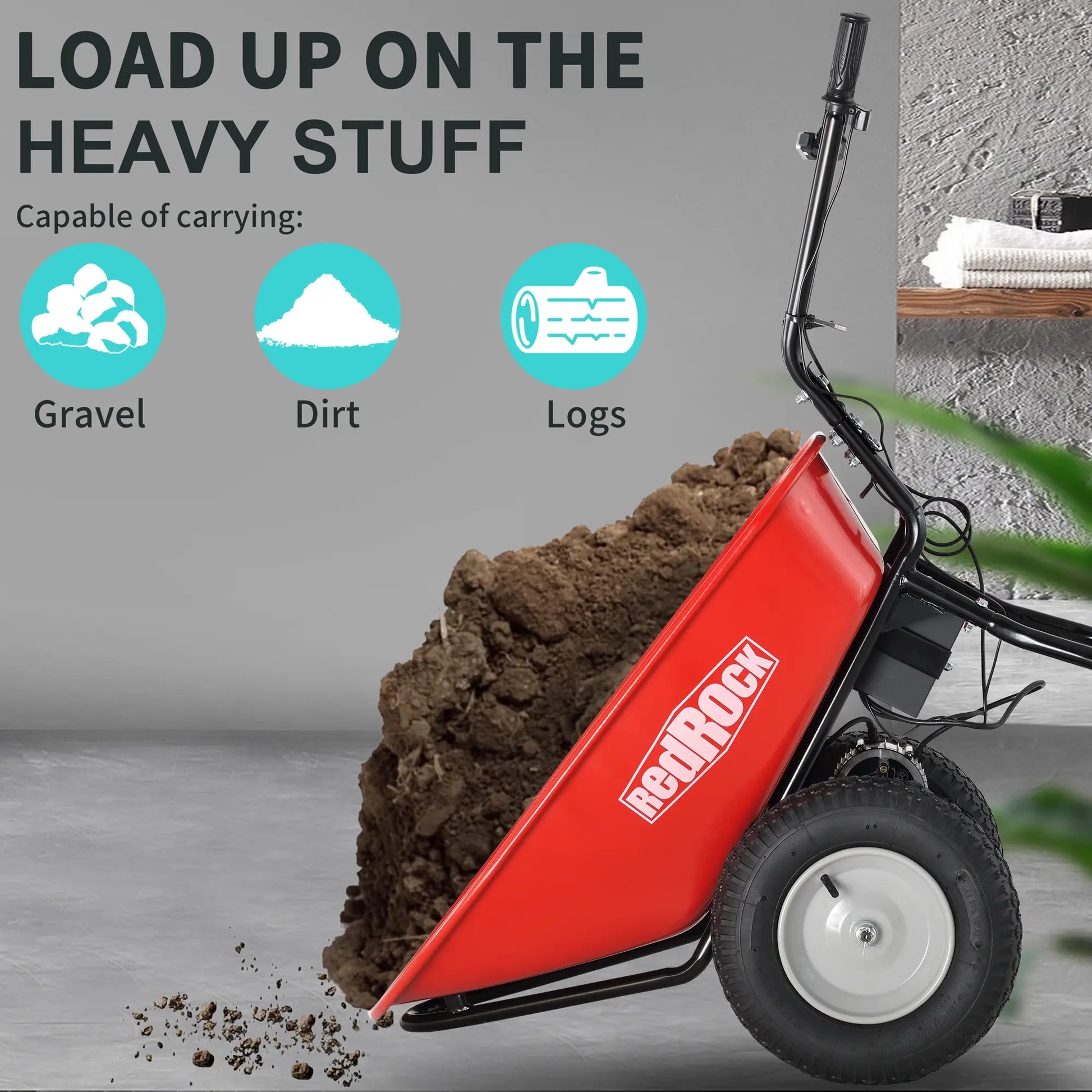 Electric Wheelbarrow for Heavy Loads: Gravel, Dirt, and Logs