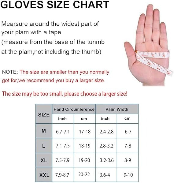 Touchscreen Gloves Size Chart