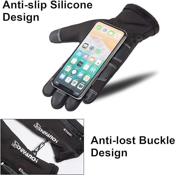 Touchscreen  Gloves anti-slip silicone/anti-lost buckle design