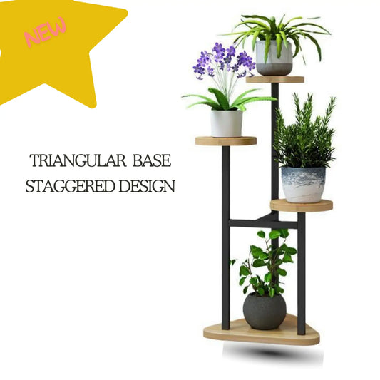 Triangular base 3-tier staggered plant stand