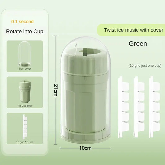 Twist Ice Cup with Ice Cube Molds Trays Set green