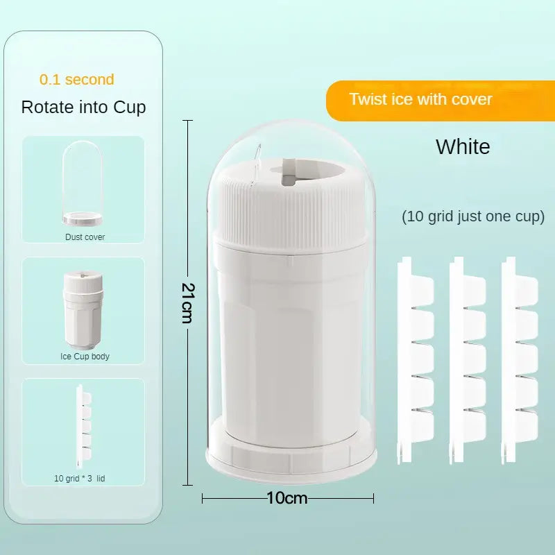 Twist Ice Cup with Ice Cube Molds Trays Set WHITE