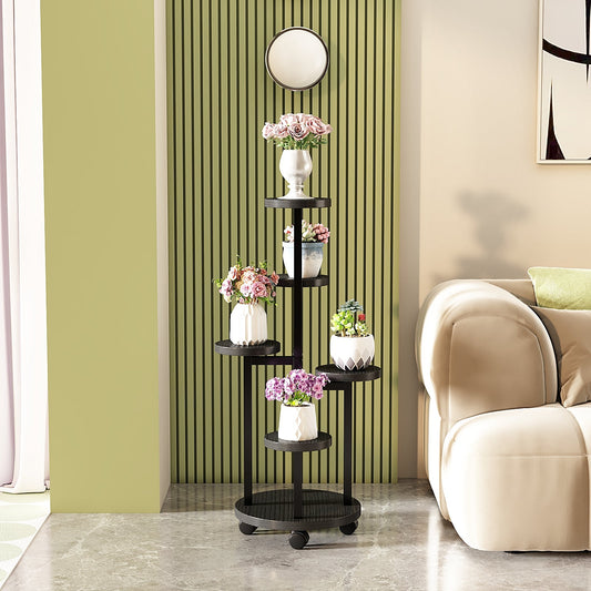 5 tier plant stand indoor display rack BLack