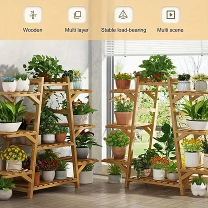 3 Tier Ladder Plant stand With Multi-Layer Storage For Indoor or Outdoor