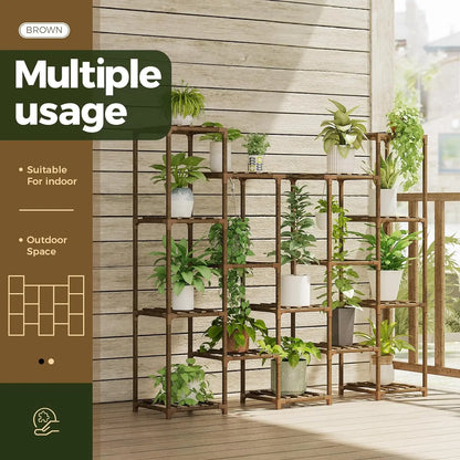 Wood Plant Rack for Multiple Plants 3 Tiers Ladder Plant Holder for Home Decor for Gardening