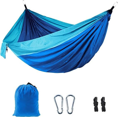 Camping Hammock – 210t Nylon Parachute Cloth Portable Sling Sheet for Outdoor, Indoor with Tree Stra