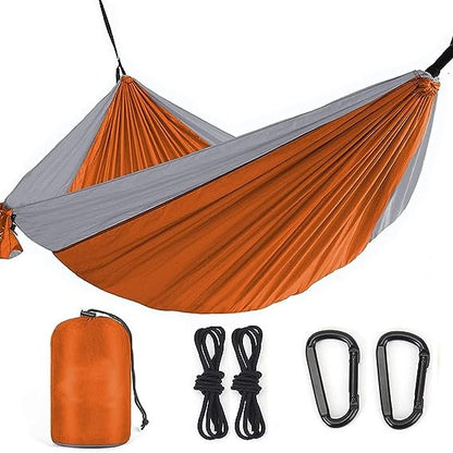 Camping Hammock – 210t Nylon Parachute Cloth Portable Sling Sheet for Outdoor, Indoor with Tree Stra