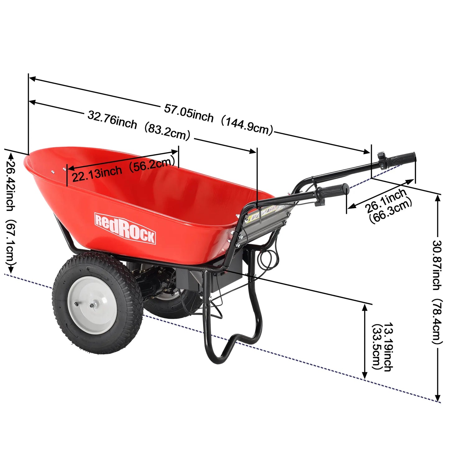 Electric Wheelbarrow Utility Cart Electric Powered 24V DC 180W AGM Battery 330lbs