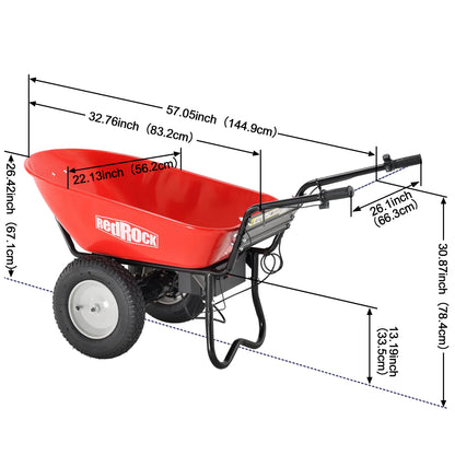 Electric Wheelbarrow Utility Cart Electric Powered 24V DC 180W AGM Battery 330lbs